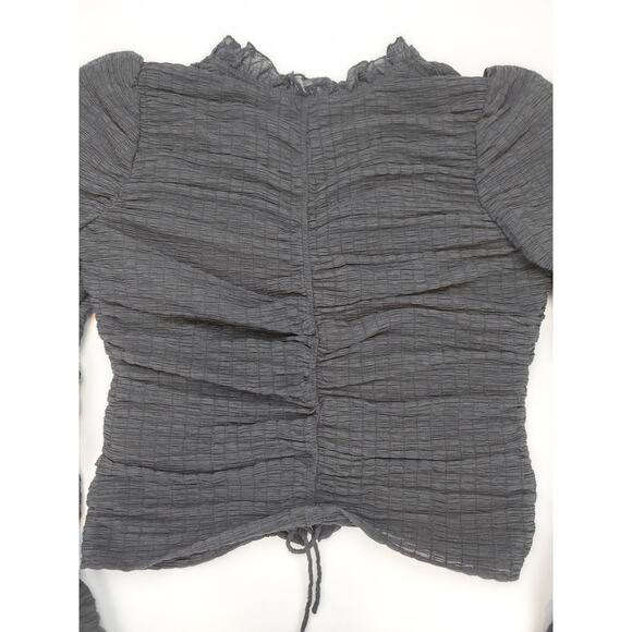 Stockholm Atelier & Other Stories Black Flounce Scrunch Lace Up Cropped Top 6 - Picture 8 of 10